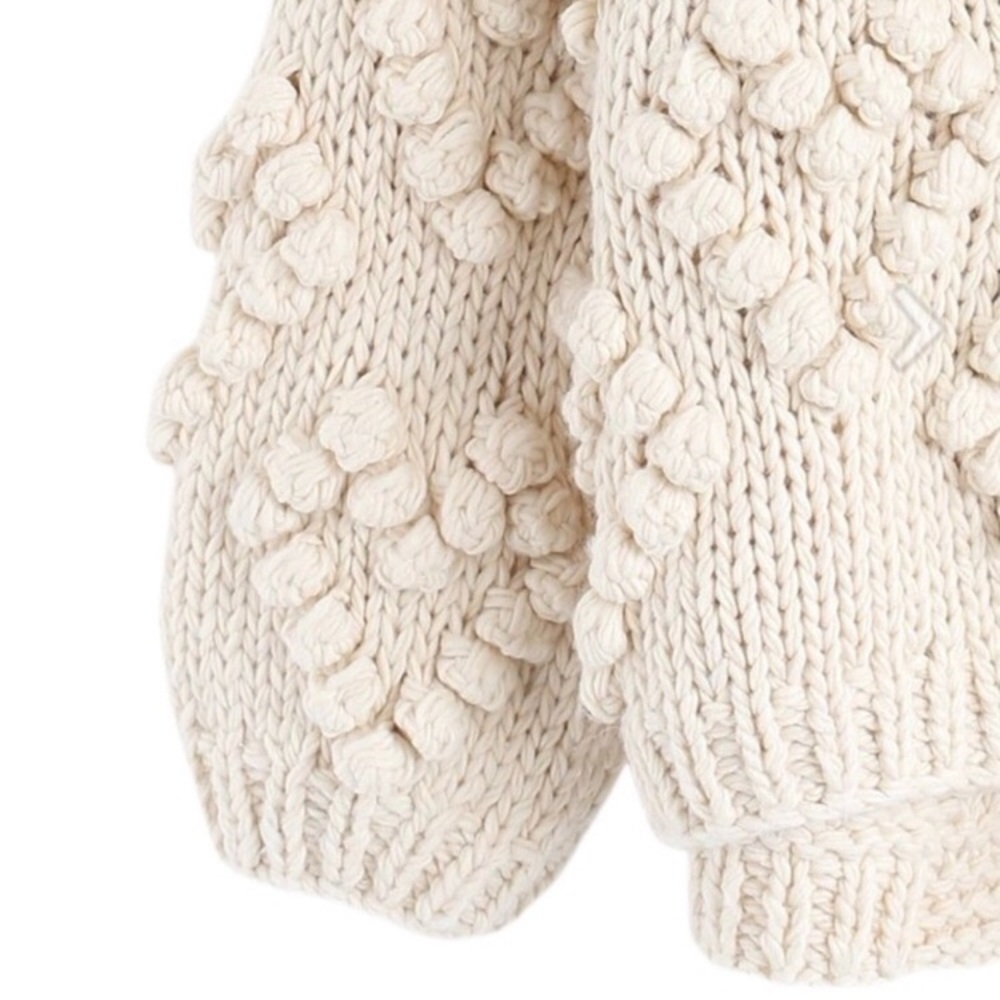 Chicwish Ivory Chunky Popcorn Heart Bubble Knit Long Sleeve Sweater Cardigan - Picture 4 of 7